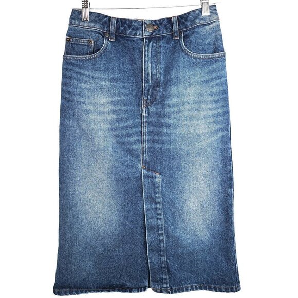 AMI Paris alexandre mattiussi Denim MiDi Designer Skirt - Picture 4 of 15